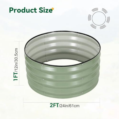 3-Pack Round Raised Garden Bed Outdoor 2x2x1ft Planter Box, PeaGreen - color: Pea Green, size: 2x2x1ft (3 PCS)