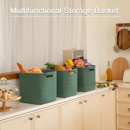 OIAHOMY Storage Cubes 11 Inch Storage Bins 3-Pack Square Baskets Green - color: Green