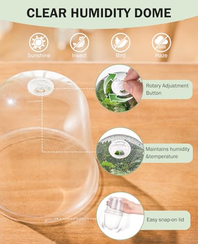 homenote 5 Inch Nursery Pots with Humidity Domes for Seed Starting (15 Pcs) - color: Black-with Lid, size: 5 Inch-15 Pack