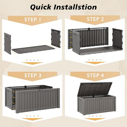 Fancyango 150 Gallon Outdoor Storage Deck Box, Dark Grey