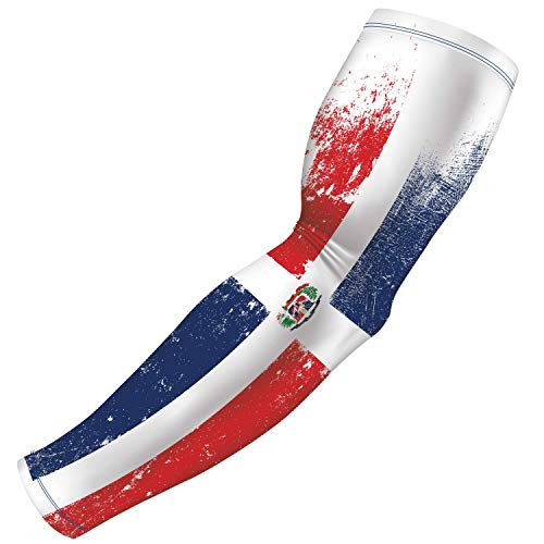 B-Driven Sports Sleeve Pro-Fit - Patriotic Arm Sleeve - USA, Cuba, Mexico, Israel, Canada, Venezuela, Dominican Rep. - Single - color: Dominican Republic, size: XXX-Small (Youth Standard)