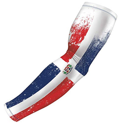 B-Driven Sports Sleeve Pro-Fit - Patriotic Arm Sleeve - USA, Cuba, Mexico, Israel, Canada, Venezuela, Dominican Rep. - Single - color: Dominican Republic, size: XXX-Small (Youth Standard)