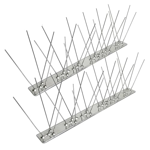 Stainless Steel Bird Spikes for Outside, Anti Bird Deterrent Spikes for Woodpeckers, Squirrels, Raccoons, Weatherproof Fence Spikes for Roof, Railing,Patio, 3.28 Feet - size: 3.28Ft