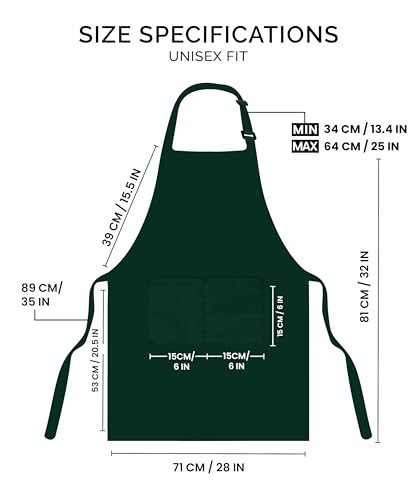 Utopia Kitchen Bib Aprons 2 Pack Adjustable With 2 Pockets - color: Green