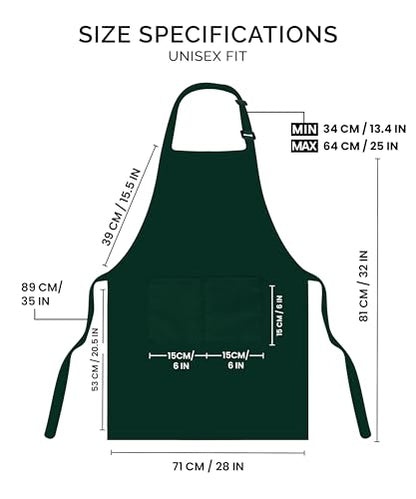 Utopia Kitchen Bib Aprons 2 Pack Adjustable With 2 Pockets - color: Green
