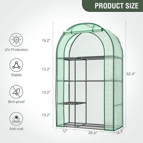Mini Greenhouse for Outdoors, Portable Small Greenhouse - style: 38"x17"x62" Green