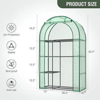 Mini Greenhouse for Outdoors, Portable Small Greenhouse - style: 38"x17"x62" Green