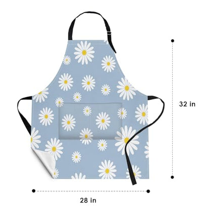 Britimes Apron with Pockets, 32x28 inch, for Women Men, Daisy Blue - color: Daisy