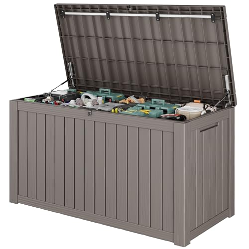 Outdoor Storage Waterproof Deck Box for Patio (160 Gallon, Grey) - color: Grey, size: 160 Gallon