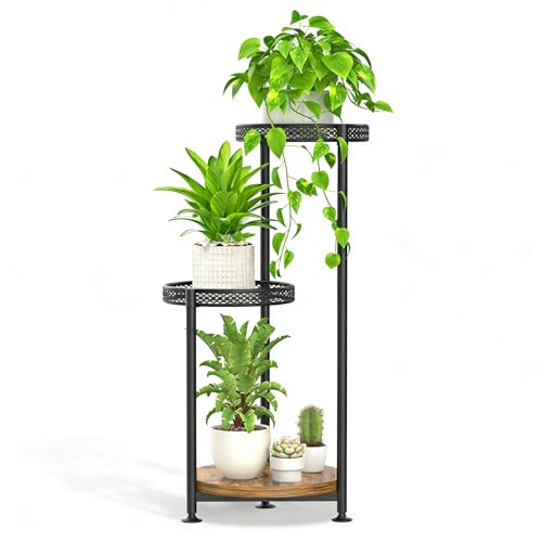 Oppro 3 Tier Plant Stand Indoor Outdoor, 10in Wide Metal Flower Shelf
