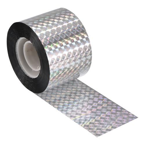 MECCANIXITY Bird Scare Tape,361 ft x 2 in PET Reflective Tape Ribbon Tape Laser Grid Double Sided Repelling Ribbon Keep Away Bird for Garden Farm Home,1 Roll - size: 361 ft x 2 in