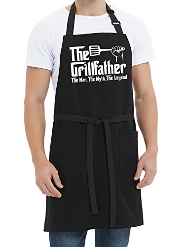 Kaidouma Funny Grill Aprons for Dad - Men’s Chef Cooking Grilling BBQ Apron - color: The Grillfather the Man
