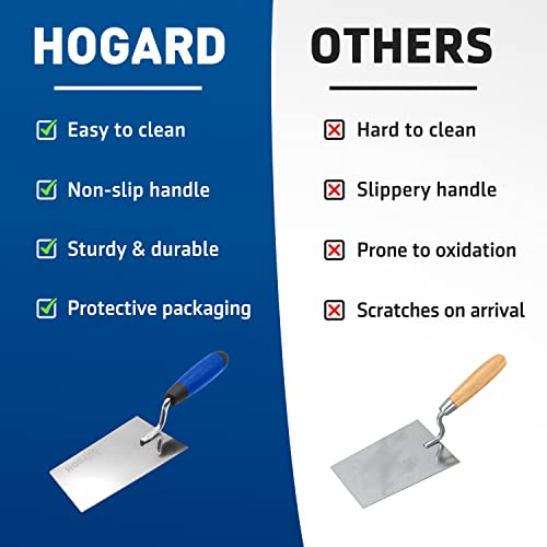 7" Margin Trowel Premium | Made of Stainless Steel | Flat Masonry Hand Trowel Tool with Soft Grip Handle | The Best Bucket Trowel Concrete Tool.