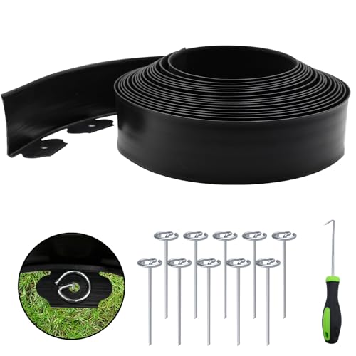 Landscape Edging Kit LOLEDE–33FT Flexible Lawn Edging, 2" Tall Paver Border with 30 Rust-Resistant Stakes – Ideal for Flower Beds, Lawns, Driveways, and Gardens - size: 2 in * 33 ft