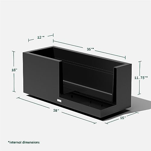Veradek Block Series Long Box Planter - Rectangular Outdoor Planter - color: Black, size: Large
