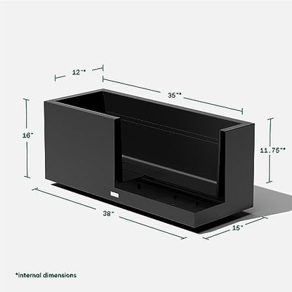 Veradek Block Series Long Box Planter - Rectangular Outdoor Planter - color: Black, size: Large