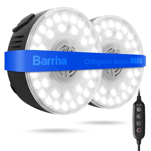 Barrina OG09 Puck Grow Light, 18W(2 x 9W), 5000K, Timer, 2 Packs, Black - color: 5000K-Black Cover, size: 2 Packs with Timer