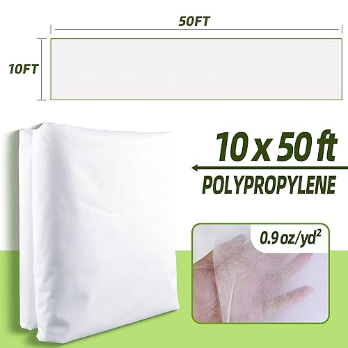 CJGQ 10x50ft Plant Covers Freeze Protection- Frost Cloth Blanket Floating Row Cover for Winter 0.9 oz/yd