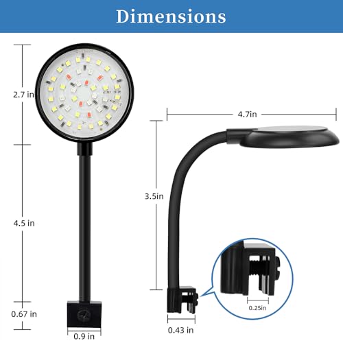 DaToo Mini Clip On Aquarium Light 7W Dimmable Small Fish Tank Light USB Moving Lamp with White Red Blue Green LED for 1 to 3 Gallon Tanks - size: Clip Light With Dimmer