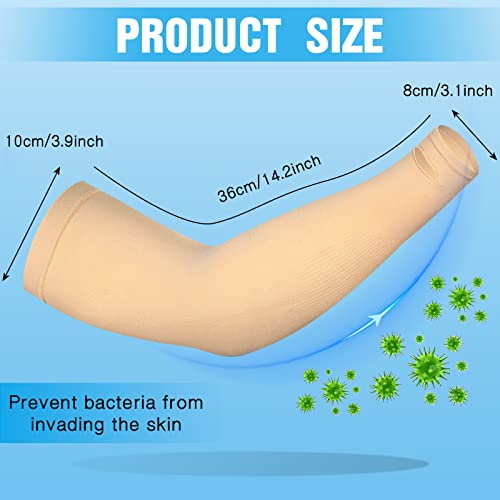 Janmercy 4 Pairs Protective Arm Sleeves for Thin Skin,Nude - color: Nude