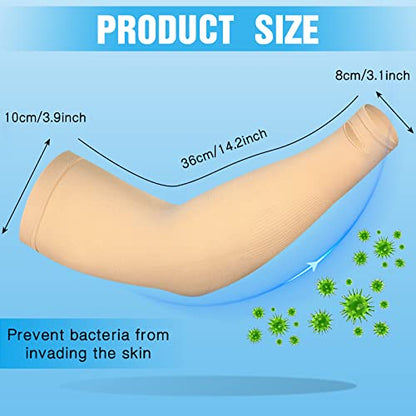 Janmercy 4 Pairs Protective Arm Sleeves for Thin Skin,Nude - color: Nude