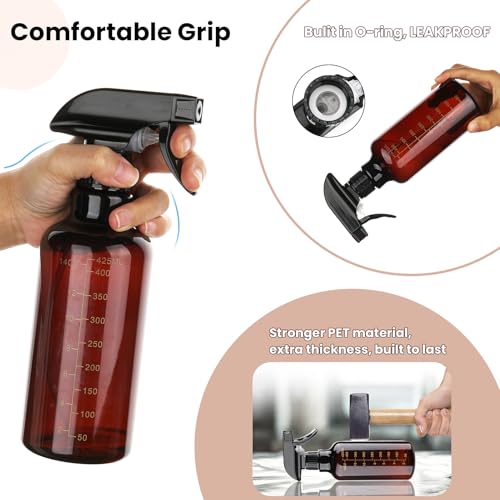 16.9oz Plastic Spray Bottle With Scale, 2 Pack - color: Amber-scale