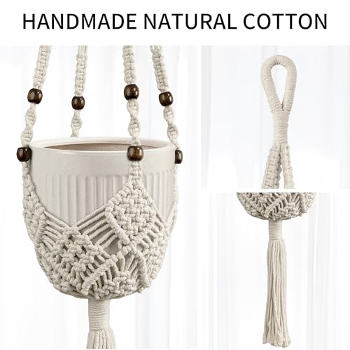 Macrame Plant Hanger - Fits 3-6 Inch Pots, Set of 2, Green - color: 35+35in Green