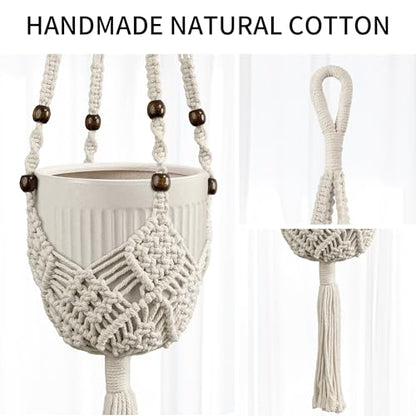 Macrame Plant Hanger - Fits 3-6 Inch Pots, Set of 2, Green - color: 35+35in Green