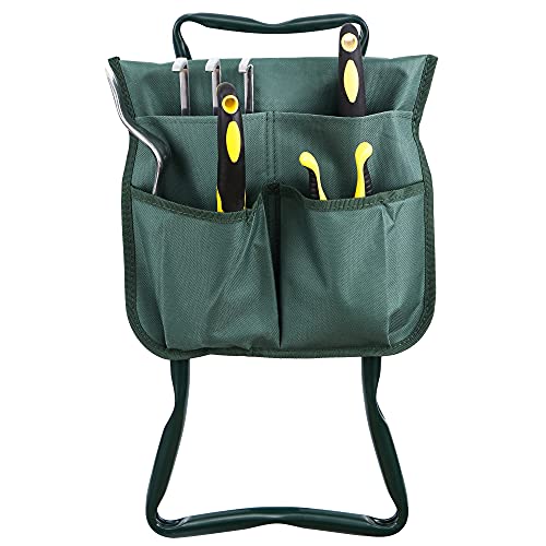 Folding Garden Kneeler Seat Garden Bench Stool with Handles, Multi-use Pouch, Heavy Duty Yard Gardening Chair with Soft Kneeling Pad,Green