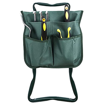 Folding Garden Kneeler Seat Garden Bench Stool with Handles, Multi-use Pouch, Heavy Duty Yard Gardening Chair with Soft Kneeling Pad,Green