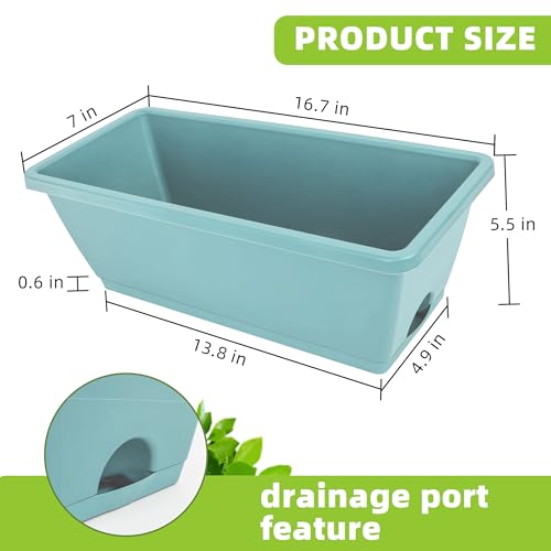 LOCONHA 7 Pack Window Box Planter, Plastic Vegetable Flower Planters Boxes - color: Sky Blue