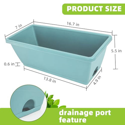 LOCONHA 7 Pack Window Box Planter, Plastic Vegetable Flower Planters Boxes - color: Sky Blue