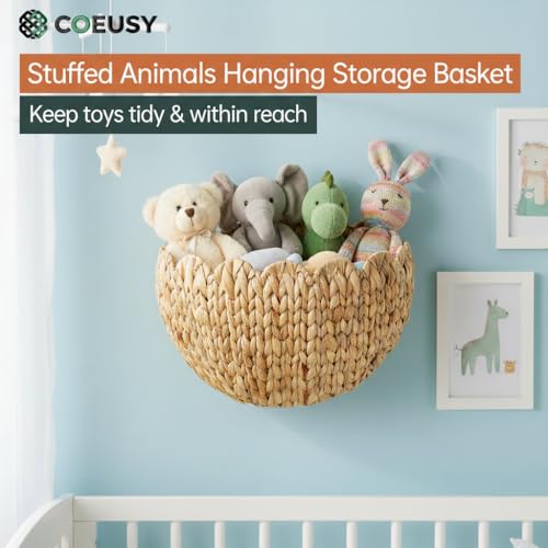 Coeusy Scalloped Wicker Wall Basket, Boho Hanging Basket for Home Decor