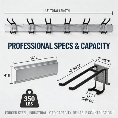 Aking Ace 48-Inch Garage Wall Organizer, Heavy-Duty Hook Set, 350lbs - color: Grey, size: 48 Inch