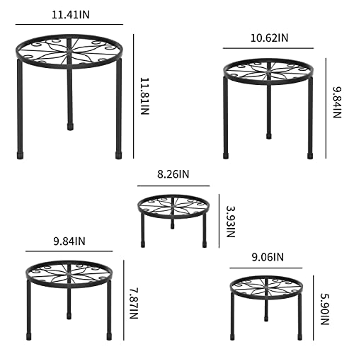 Linpla 5-Pack Decent Metal Plant Stand Indoor Outdoor Low Plant Shelf
