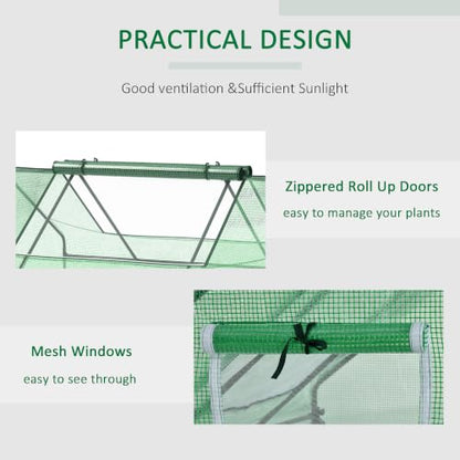Outsunny 71" x 55" x 32" Mini Greenhouse Outdoor with Zipper Windows Green