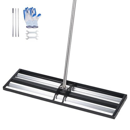 VEVOR Updated Lawn Leveling Rake with Roller, 36" x 10" Stainless Steel Lawn Leveler with 83.9" Adjustable Handle, Heavy Duty Yard Leveling Rake, Effort Saving Lawn Leveling Tool for Yard Golf Court - size: 36x10x84in (with Roller)