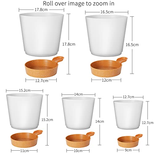 GARDIFE Plant Pots 7/6.5/6/5.5/5 Inch Self Watering Planters with Drainage Hole, Plastic Flower Pots, Nursery Planting Pot for All House Plants, African Violet, Flowers, and Cactus,White - color: 7-white, size: 7+6.5+6+5.5+5 inch