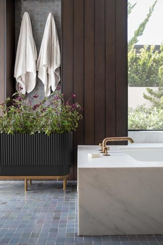 Veradek Demi Series Raised Long Planter - Wide Planter with Stand - color: Black/Brown, size: 30 inch