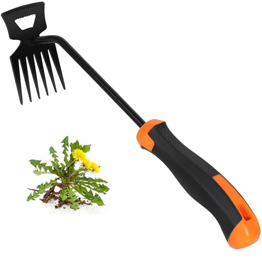 Weed Removal Tool, 2025 New Garden Weeding Tools Manganese Steel Hand Weeder Tool with Handle, 4 Teethes Dual Purpose Manual Weeders Tool Weed Pulling Tool for Garden (Six Teeth) - style: Six teeth