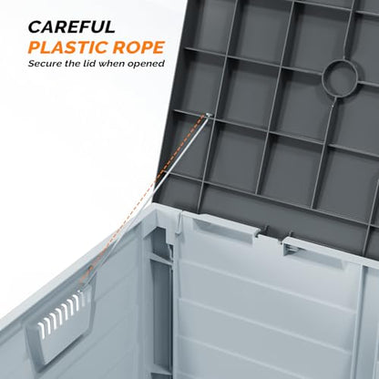 VINGLI 75 Gallon collapsible Outdoor Storage Box - color: Grey Body Black Lib