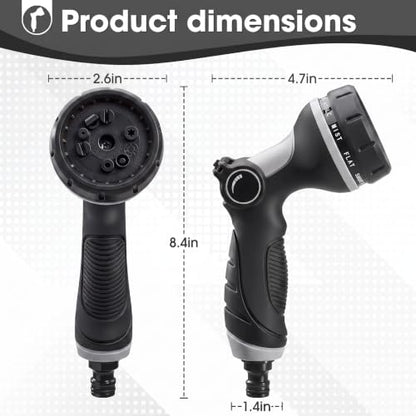 Garden Hose Nozzles,Hose Spray Nozzle with Adjustable 10 Watering Patterns - color: Black