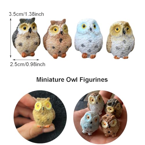 Purple Star Mini Owls 4 Pack Tiny Resin Owl Figurines Small Decor, White - color: Owl-white