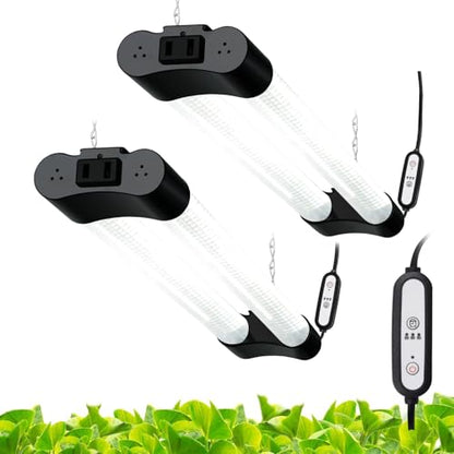 Hlite LED Grow Light 16 inch, Hanging Full Spectrum Linkable 2 Pack - color: White, size: 16 inch-2 Pack&Timer