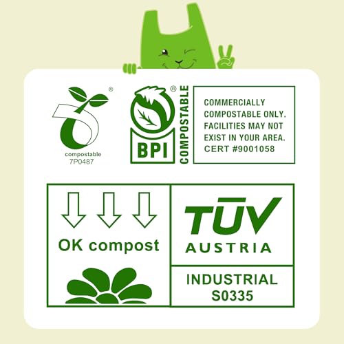 2.6 Gallon Compostable Trash Bags (100 Count) — Thick 0.7 Mil Small Compost Bin Liners — Leak-Resistant Plant-Based Food Scrap Bags for Countertop Kitchen Compost Pails — ASTM D6400 BPI Certified - style: 2.6 Gallon | Handle-Tie | 100-pack