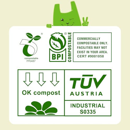 2.6 Gallon Compostable Trash Bags (100 Count) — Thick 0.7 Mil Small Compost Bin Liners — Leak-Resistant Plant-Based Food Scrap Bags for Countertop Kitchen Compost Pails — ASTM D6400 BPI Certified - style: 2.6 Gallon | Handle-Tie | 100-pack