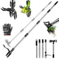 Stand Up Weed Puller Tool 2 in 1 Heavy Duty Manual Weeder & Garden Hoe, 4-Claw Steel Head Weed Remover with Gloves for Yard Lawn Patio Flower Bed