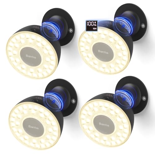 Barrina OG03C Rechargeable Puck Grow Light, 5200mAh, 4000K, 4 Packs, Black - color: Black, size: 4 Packs