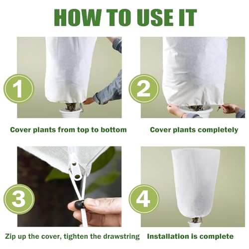 5-Pack Plant Cover Drawstring Tree Cover, Winter Freeze Plant Protection, Tree Jacket Frost Blanket for Outdoor Plants, 31.5" x 39.4" - size: 31"×40"
