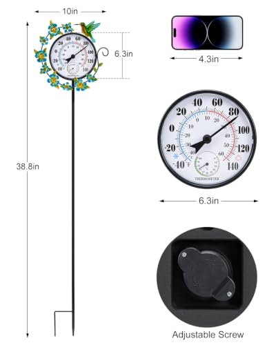 Outdoor Thermometer Waterproof Hummingbird Outside Thermometer Hygrometer